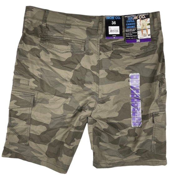 Iron Co Twill Cargo Shorts Men's 36 Green Canteen Camo NWT - Picture 8 of 8